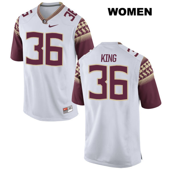 Women's NCAA Nike Florida State Seminoles #36 Aaron King College White Stitched Authentic Football Jersey MYK2369YZ